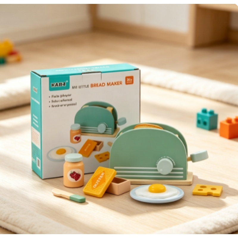 Kids Outdoor Kitchen Accessories - لعبة محمصة خبز خشبية للأطفال، مجموعة