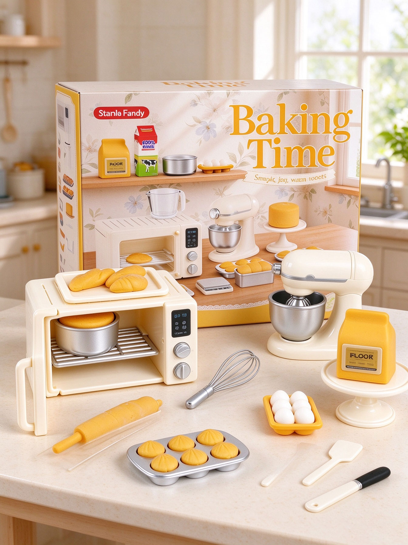 Kids Outdoor Kitchen Accessories - مجموعة ألعاب محاكاة مصغرة لعمل الخبز،